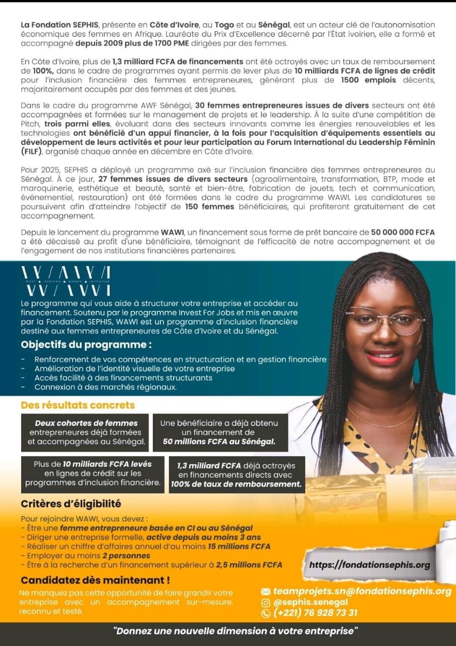 Appel à toutes les femmes entrepreneures du Sénégal