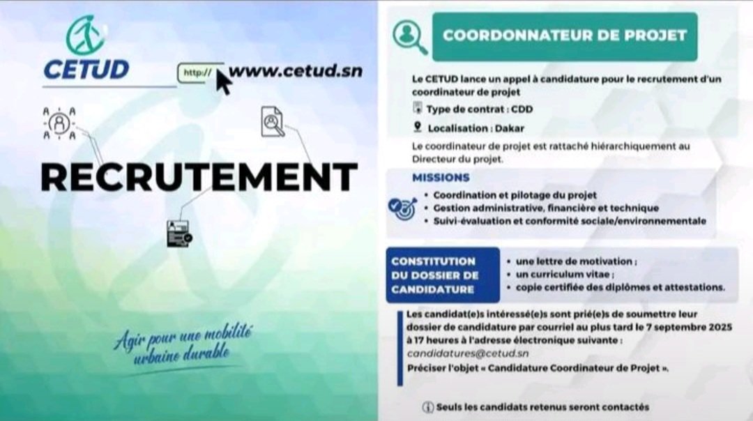 Avis de recrutement CETUD SENEGAL