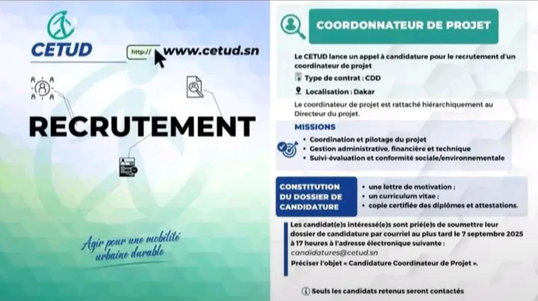Avis de recrutement CETUD SENEGAL