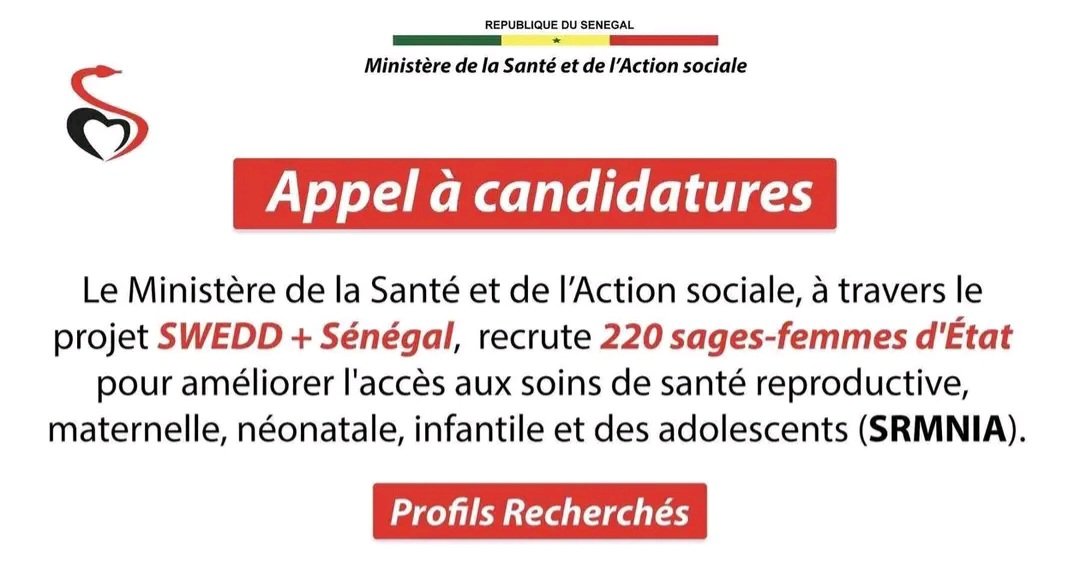Le Ministere de la Sante recrute 220 sages femmes SENEGAL