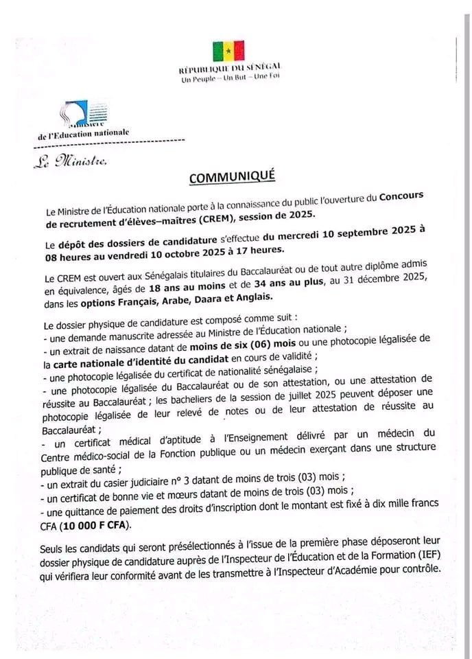 Concours CREM 2025-2026 : Dépôts de candidatures ouverts 2 1757446583853
