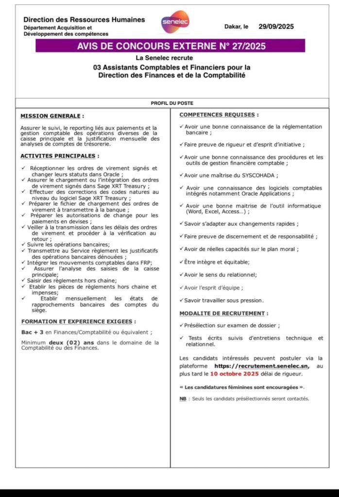 Senelec recrute