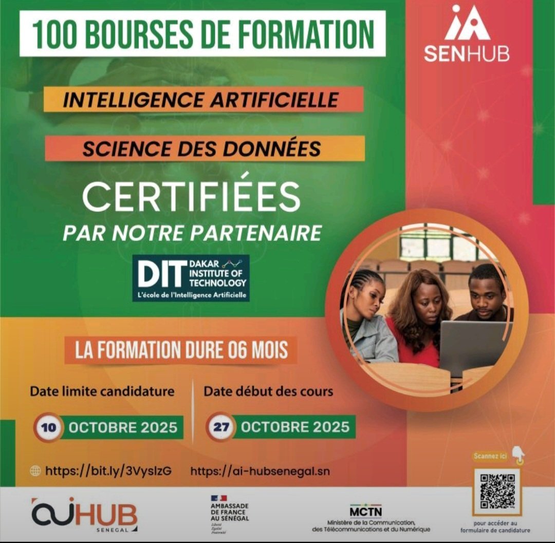 Appel a candidatures 100 bourses de formation certifiee au Senegal