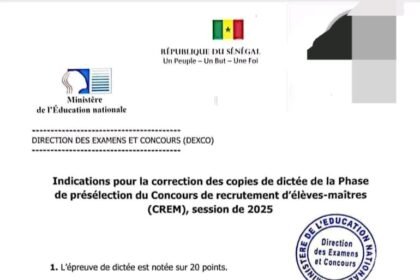 Indications officielles relatives a la correction des copies