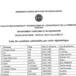 liste des candidats admis admissibles au niveau BAC option Histoire Geographie