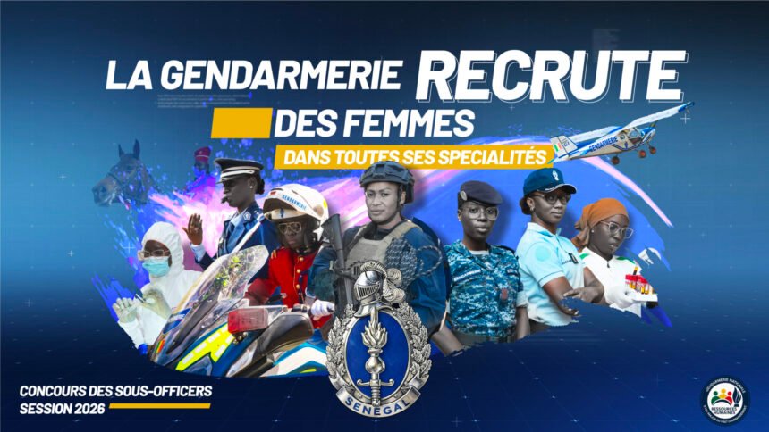 La Gendarmerie nationale sénégalaise recrute des femmes gendarmes, Session 2026 1 La Gendarmerie nationale senegalaise recrute des femmes gendarmes au Senegal