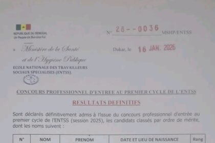Resultats disponibles du Concours professionnel dentree a lENTSS 2026