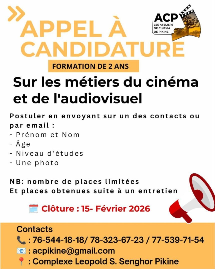 LANCEMENT OFFICIEL DE LA 3ᵉ PROMOTION DE FORMATION SUR LES MÉTIERS DU CINÉMA ET DE L'AUDIOVISUEL!