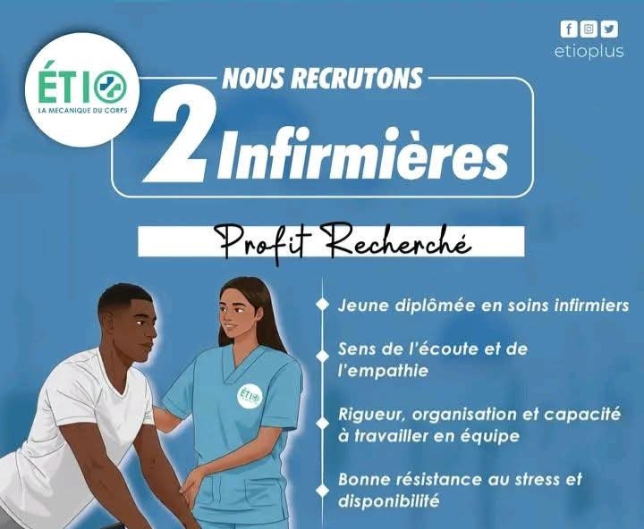La clinique Etioplus recrute deux infirmieres