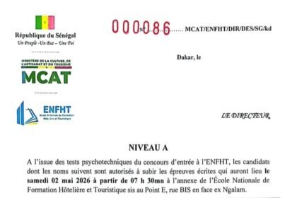 Concours dentree ENFHT 2026