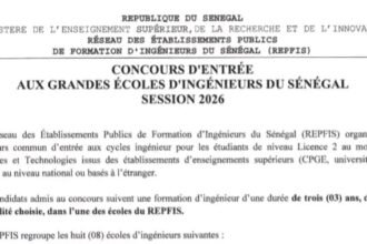 Concours dentree aux grandes ecoles dingenieurs du senegal session 2026
