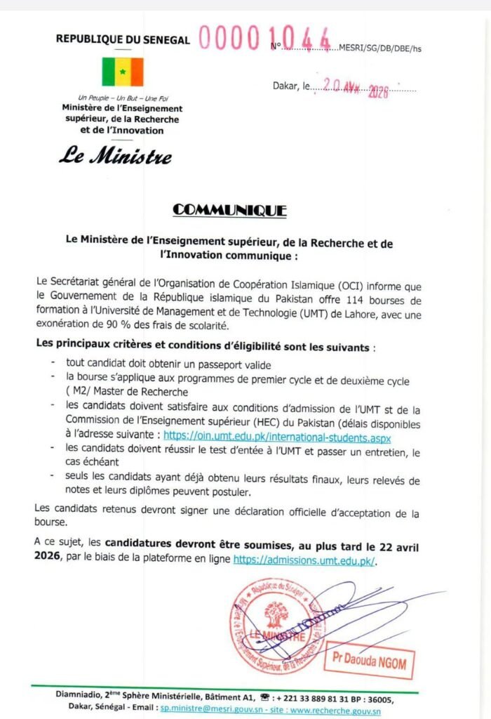 Le Gouvernement de la République islamique du Pakistan offre 114 bourses de formation 2 FB IMG 1776974678394