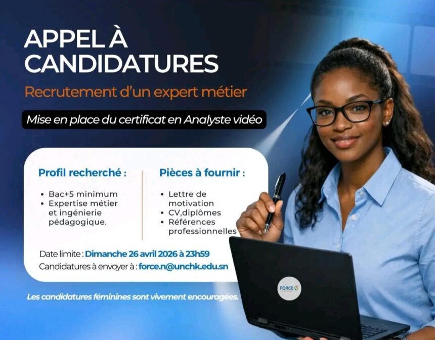 Force N Senegal recrute 01 Expert metier analyste video