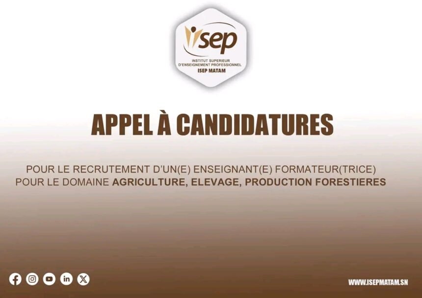 ISEP de Matam recrute une Enseignante Formateurtrice