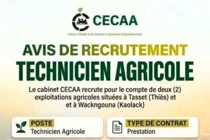 Le cabinet CECAA recrute 02 Techniciens Agricoles