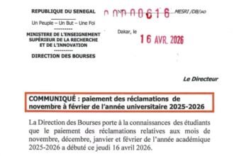 Paiement des reclamations de bourses novembre a fevrier 2025 2026