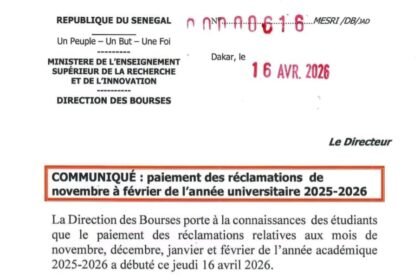 Paiement des reclamations de bourses novembre a fevrier 2025 2026