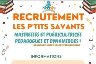 Les Ptits Savants recrute des maitresses et puericultrices a Dakar