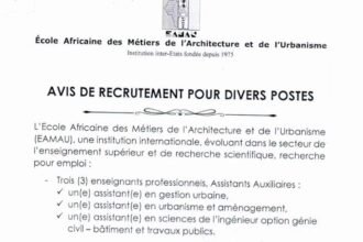 EAMAU recrute plusieurs postesEAMAU recrute plusieurs postes