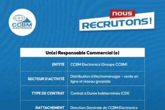 CCBM Electronics recrute un Responsable Commercial a Dakar