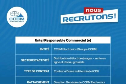 CCBM Electronics recrute un Responsable Commercial a Dakar
