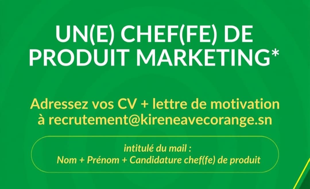 Kirene avec Orange recrute une Cheffe de Produit Marketing – Senegal 2026
