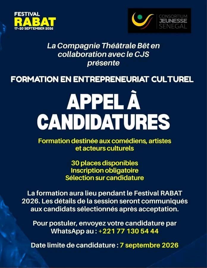 APPEL À CANDIDATURES – FORMATION EN ENTREPRENEURIAT CULTUREL